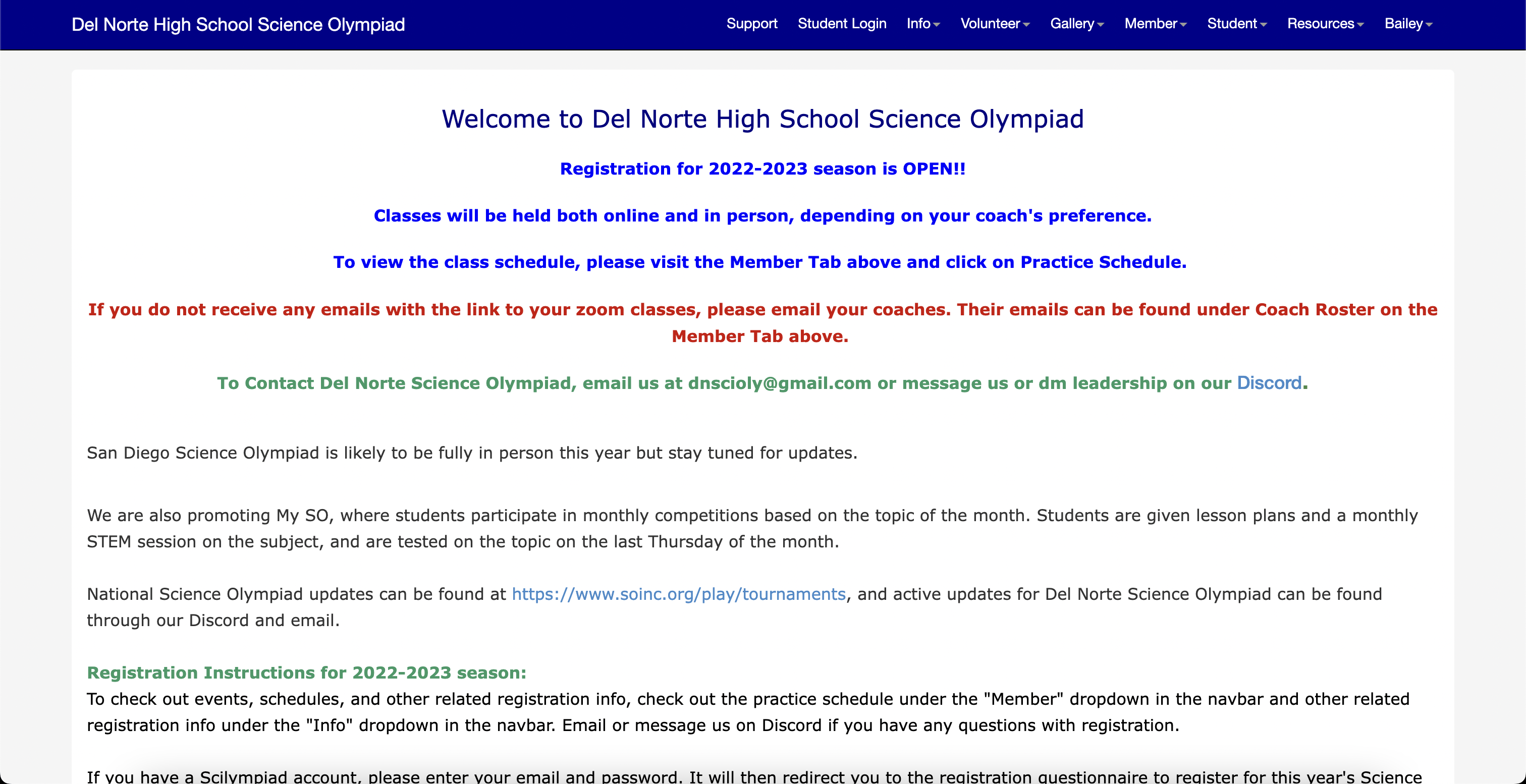 Old Science Olympiad Website